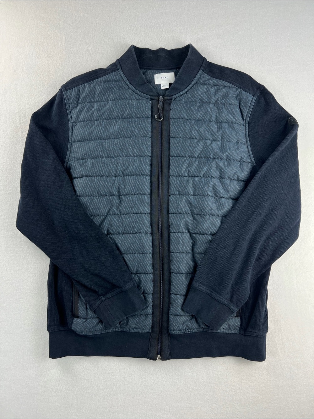 Brax Men’s Sky Hybrid Sweater Jacket Full Zip Navy Blue Size L